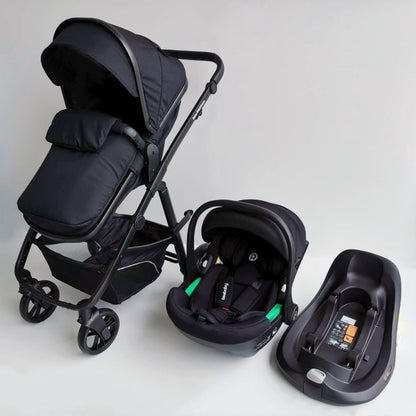 Baby Brightness Palms 4 in 1 travel system, bassinet stroller+infant capsule+ISOFIX base Black