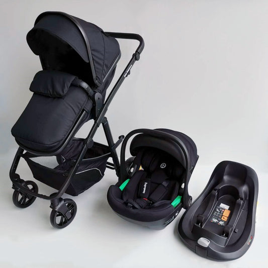 Baby Brightness Palms 4 in 1 travel system, bassinet stroller+infant capsule+ISOFIX base Black