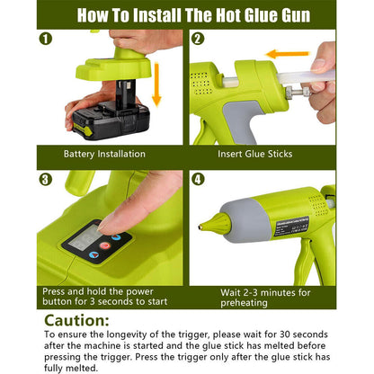 Cordless Hot Glue Gun Compatible with Ryobi 18V Battery