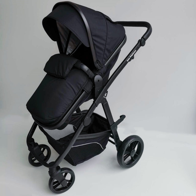 Newborn Pram – Palms Stroller with Bassinet and Car Seat (Black)