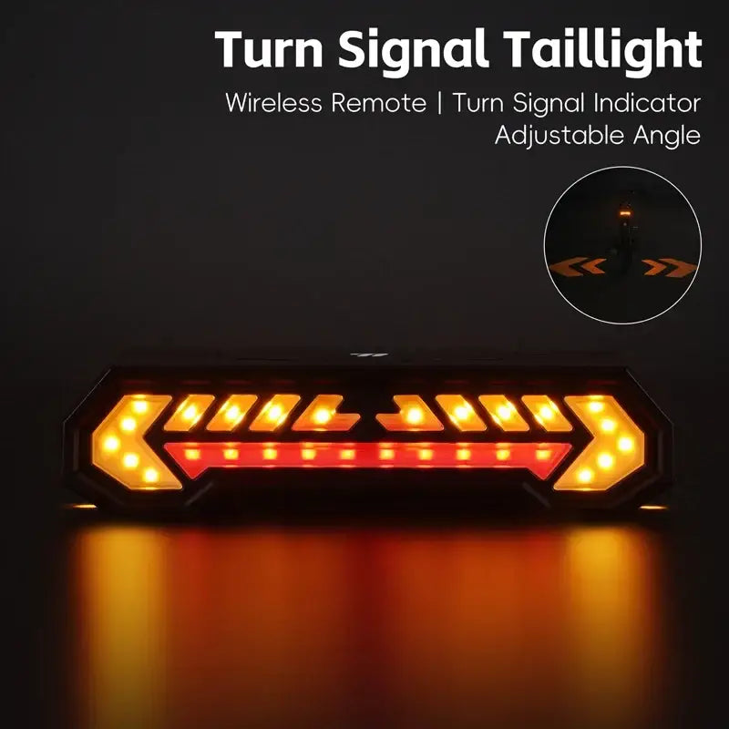 Wireless Turn Signal Bike Tail Light with Projection, 6 Modes (Rechargeable & Waterproof)