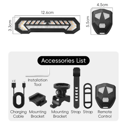 Wireless Turn Signal Bike Tail Light with Projection, 6 Modes (Rechargeable & Waterproof)