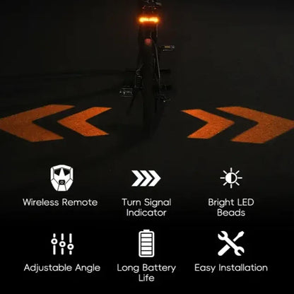 Wireless Turn Signal Bike Tail Light with Projection, 6 Modes (Rechargeable & Waterproof)