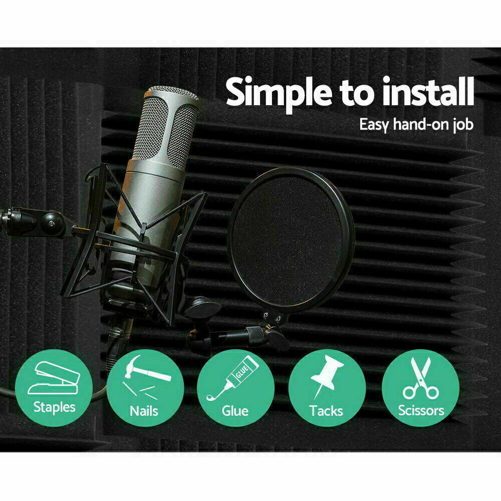12PCS Studio Acoustic Foam Sound Absorption Proofing Panel Wedge Soundproofing