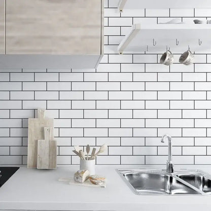 White Brick Waterproof Kitchen Cabinet Wallpaper – 40cm (5 different volumes available)