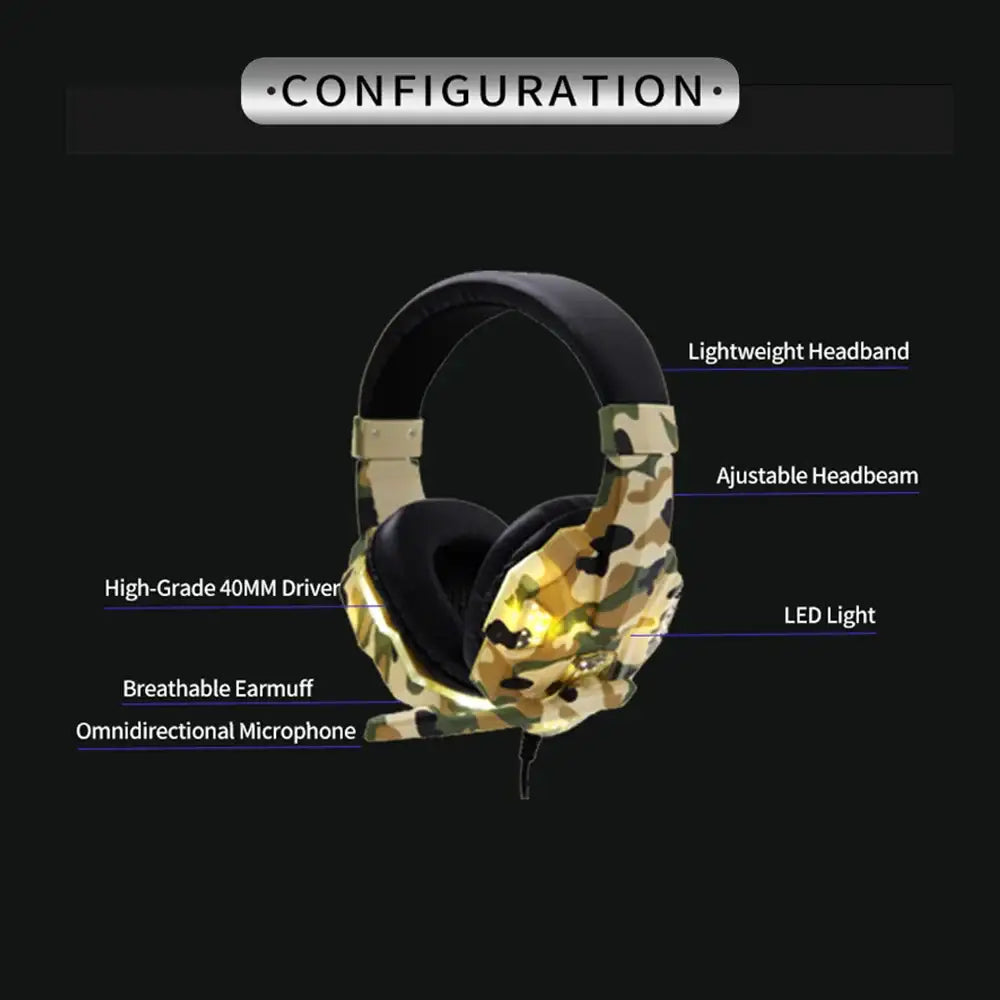 Wired Gaming Headset with Mic & LED (2 colours available)