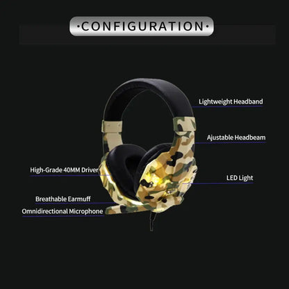 Wired Gaming Headset with Mic & LED (2 colours available)