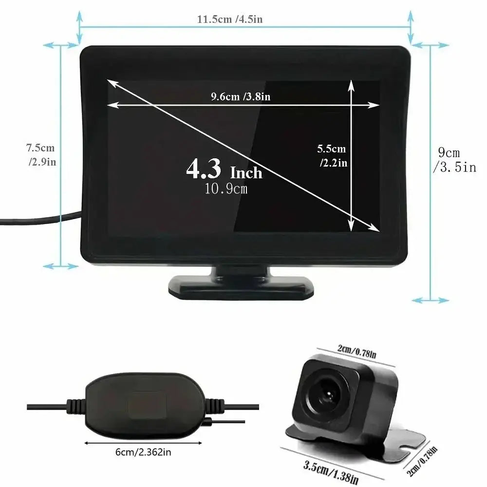 Wireless 4.3" Rear View Monitor & Parking Kit