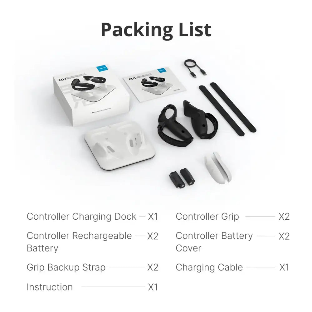 Wireless Charging Dock + G3 Controller Grips for Meta Quest 3/3S