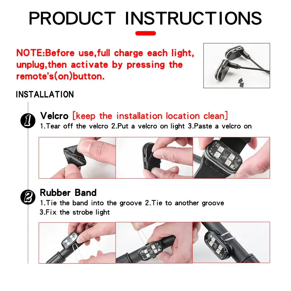 Wireless LED Strobe Lights – 8-Color Rechargeable Anti-Collision Warning Lights