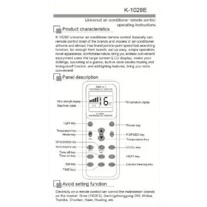 Wireless Remote Control (Heat Pump / AC Unit)