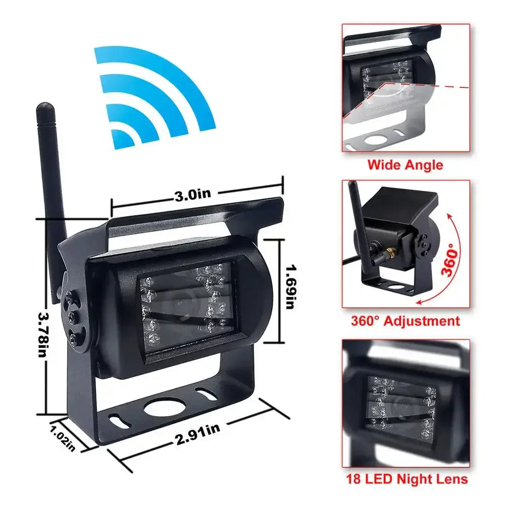Wireless Reverse Camera Kit – 7" Monitor for Trucks, Buses & RVs with IR Night Vision