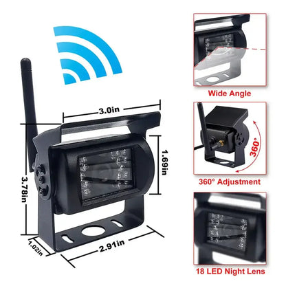 Wireless Reverse Camera Kit – 7" Monitor for Trucks, Buses & RVs with IR Night Vision