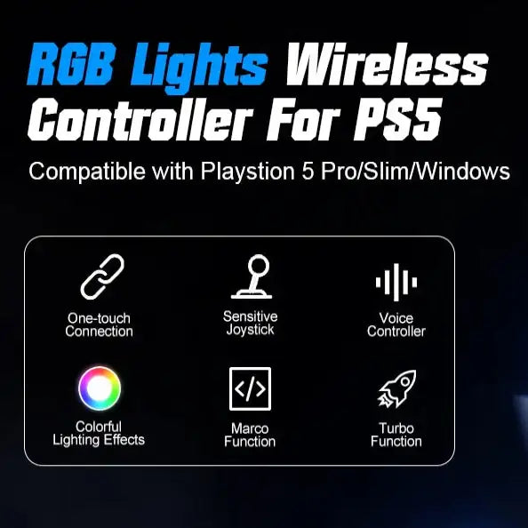 Wireless RGB Controller for PS5/PS5 Pro/PC (4 colours available)