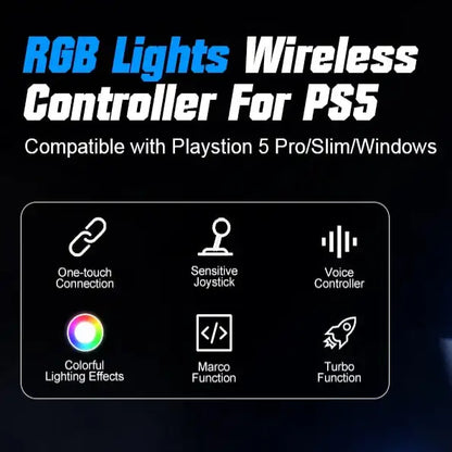 Wireless RGB Controller for PS5/PS5 Pro/PC (4 colours available)