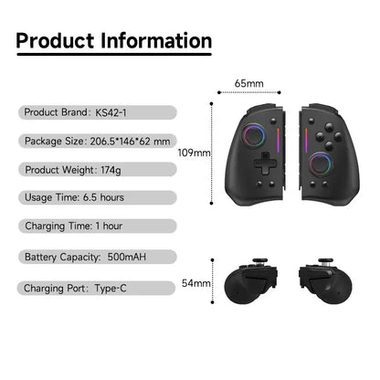 Wireless RGB Joy-Pad – Switch/Lite/OLED (available in 5 colours)