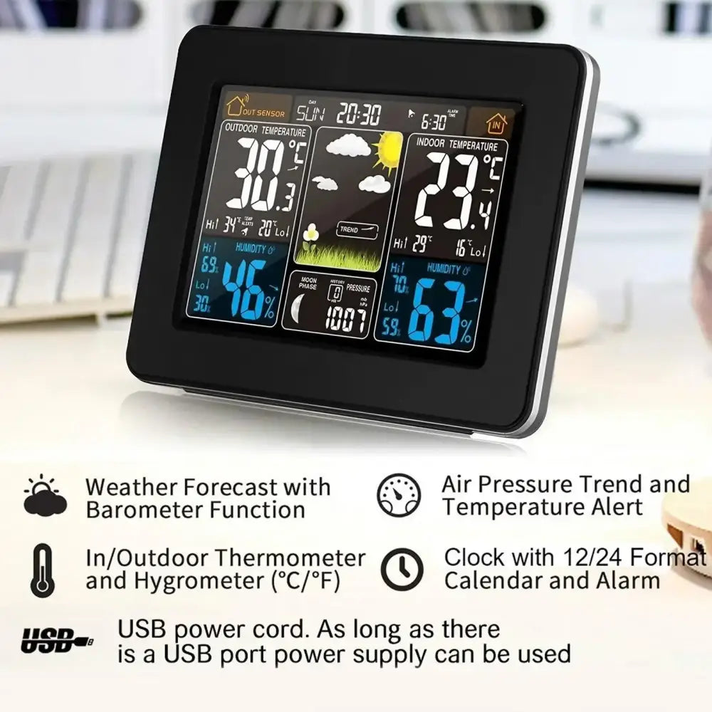 Wireless Weather Station with LCD Display & Clock