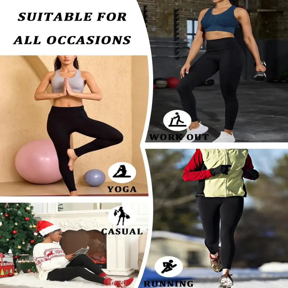 Women's Fleece-Lined Thermal Leggings – High-Waisted (5-Pack)