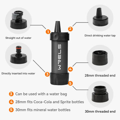 Portable Survival Water Filter for Safe Direct Drinking