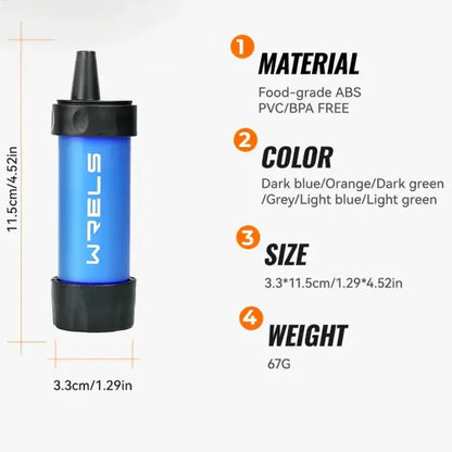 Portable Survival Water Filter for Safe Direct Drinking