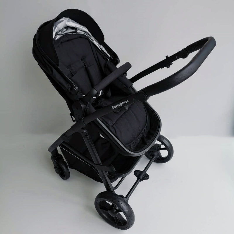 Newborn Pram – Palms Stroller with Bassinet and Car Seat (Black)