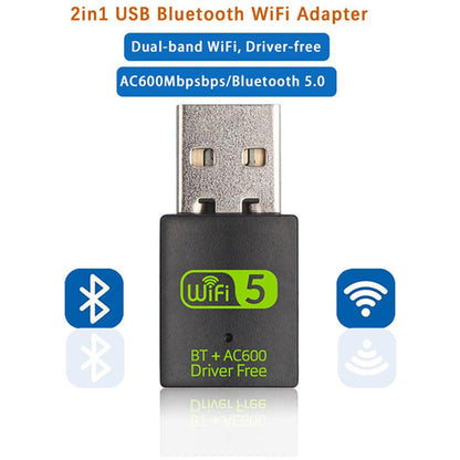 2 in 1 USB Bluetooth 5.0 WiFi Dongle Receiver Adapter
