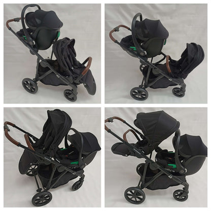 Double Pram – Luxe Twin Stroller with Bassinet and Car Seat