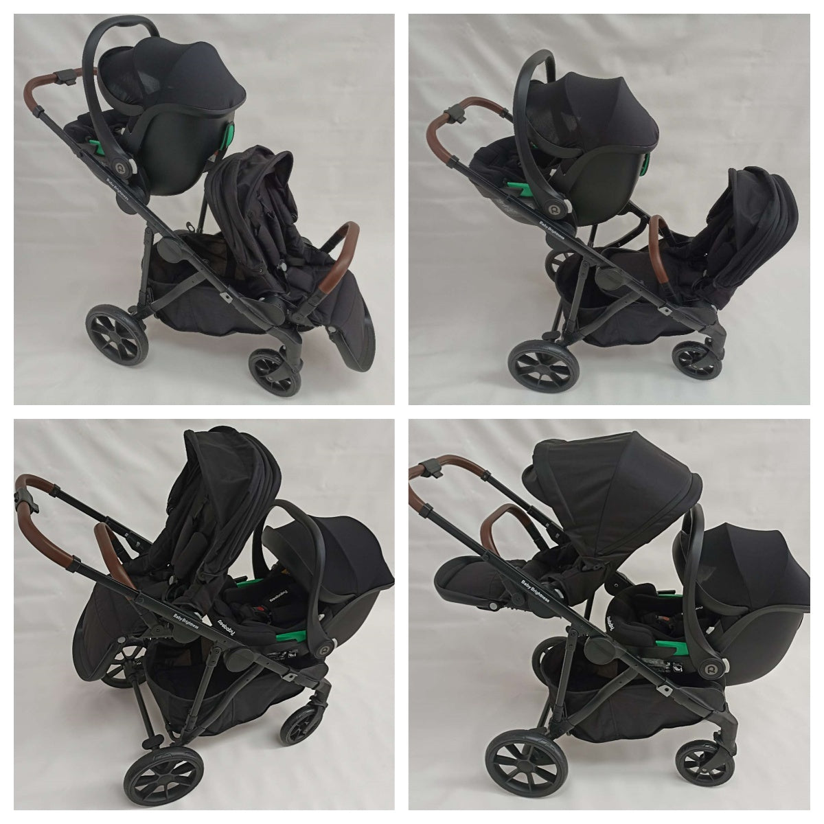 Double Pram – Luxe Twin Stroller with Double Car Seats and Rotating ISOFIX Bases