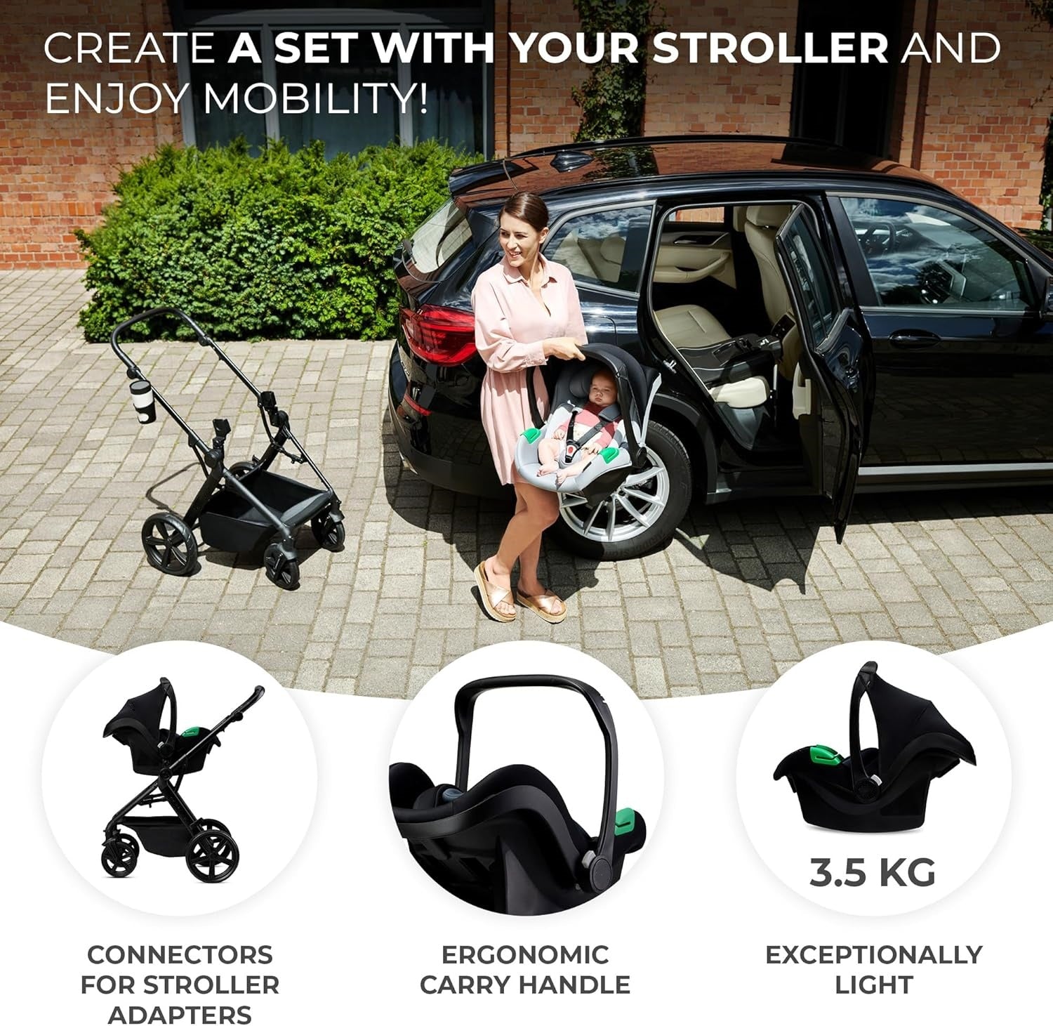Pre-order Skyra 2-in-1 Newborn Pram & Bassinet Stroller with Car Seat and ISOFIX Base (Black/Gold) - image 33