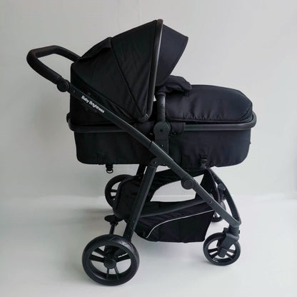 Newborn Pram – Palms Stroller with Bassinet, Car Seat and ISOFIX Base (Black)