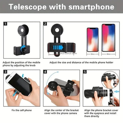 Zoom Monocular Telescope with Tripod & Phone Clip