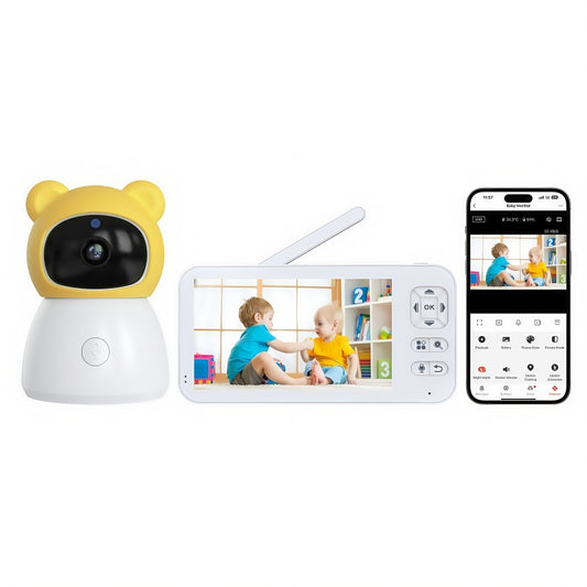 Dual Mode 5″ Baby Monitor with Night Vision & Motion Detection – Yellow